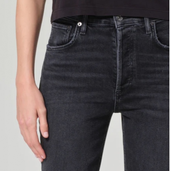 AGOLDE Riley High Rise Straight Crop Jeans in Panoramic Black Wash Women’s Sz 28 - Picture 4 of 13